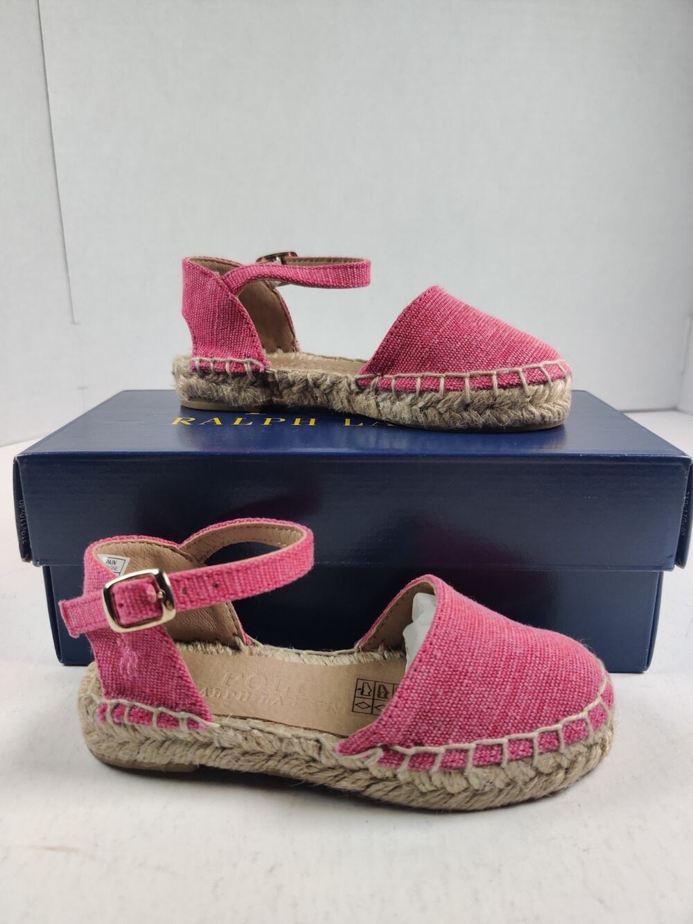 Polo Ralph Lauren Toddler Espadrille Fucshia Holbrook Girl's Sz 7 Canvas Sandals